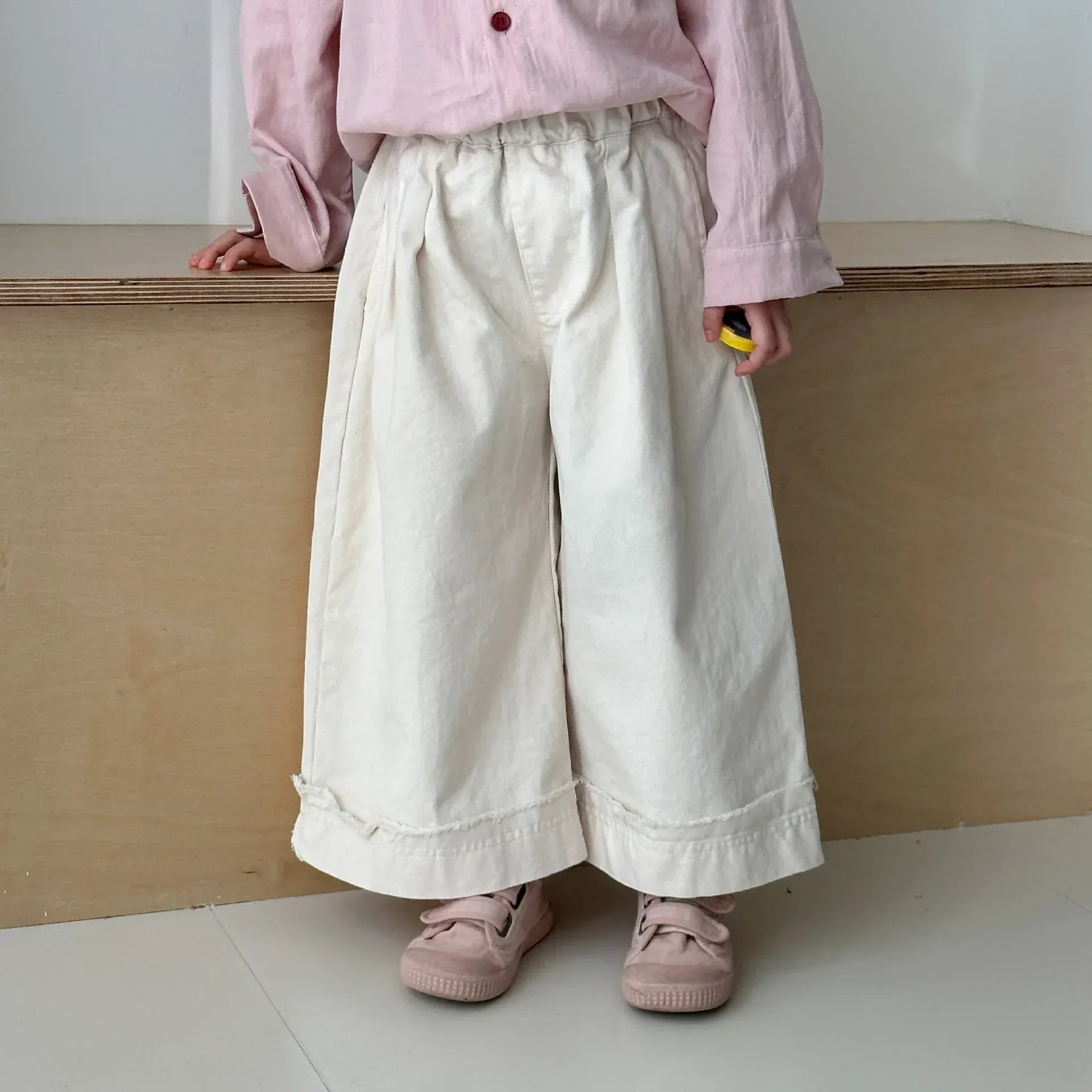 ロングパンツ・スウェットパンツ Beige / 80cm 12M キッズパンツ ロールアップデザインロングルーズワイドパンツ【mh0008831】