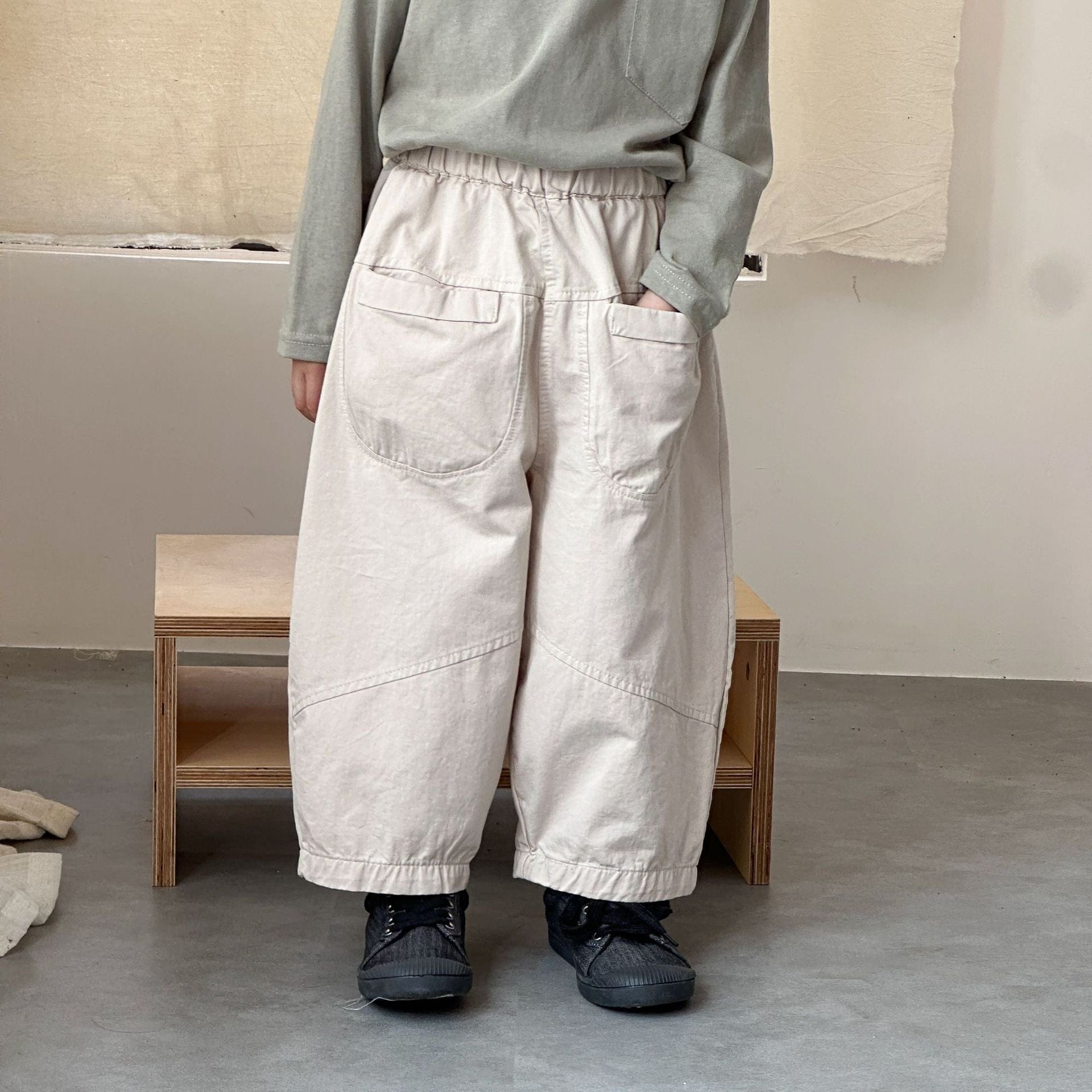 ロングパンツ・スウェットパンツ Beige / 80cm ポケットアクセントロングルーズパンツ【mh0010497】