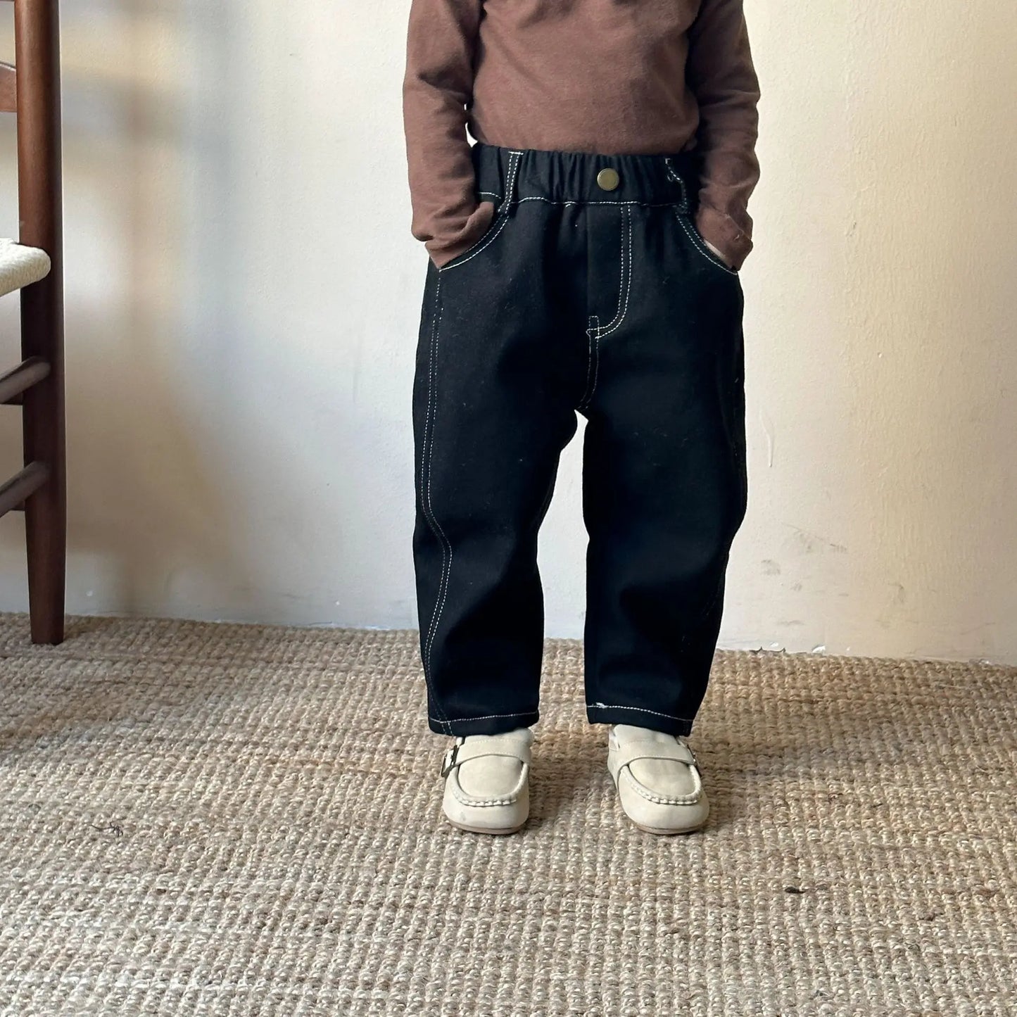 ロングパンツ・スウェットパンツ Black / 12M  80CM キッズパンツ 裏フリースシンプルペンシルロングパンツ【mh0007781】