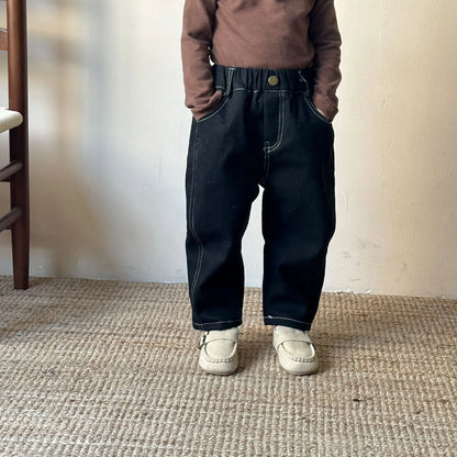 ロングパンツ・スウェットパンツ Black / 12M  80CM キッズパンツ 裏フリースシンプルペンシルロングパンツ【mh0007781】