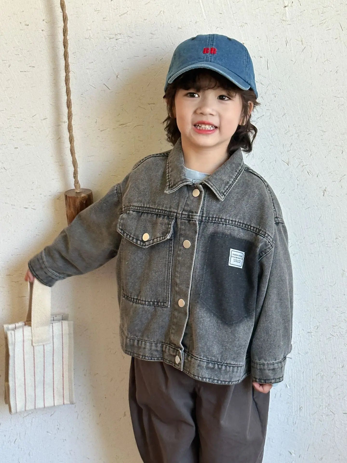 ショートコート・ジャケット・ジャンパー Black / 80cm 12M キッズアウター パッチワークポケットデニムジャケットブルゾン【mh0008517】