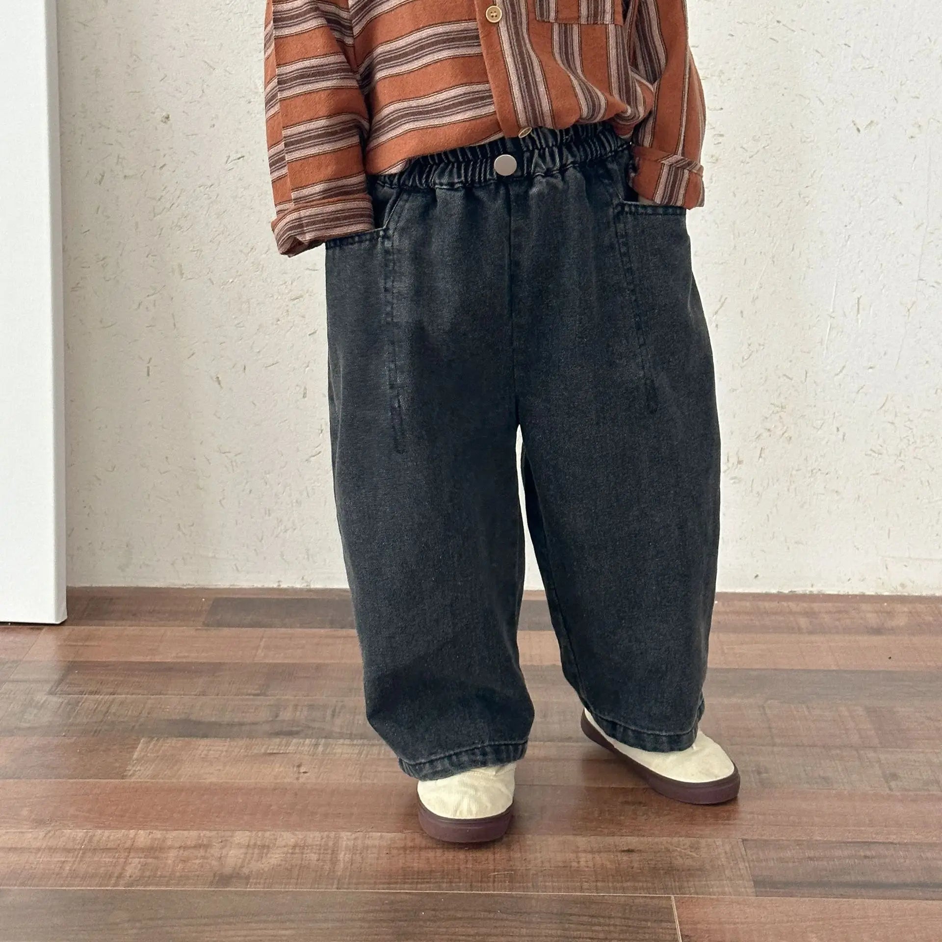 デニムパンツ Black / 80cm 12M キッズパンツ シンプルベーシックデニムロングパンツ【mh0008773】