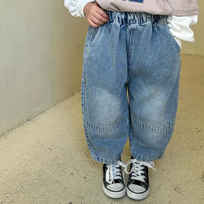 デニムパンツ Blue / 18M (80) キッズパンツ 切り替えシンプルルーズデニムパンツジーンズ【mh0008638】