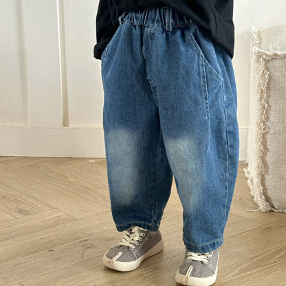 デニムパンツ Blue / 80cm キッズパンツ ルーズロングデニムパンツ ジーンズ2カラー【mh0007053】