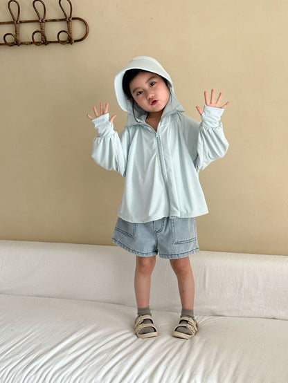 ショートコート・ジャケット・ジャンパー Blue / 80cm ビッグバイザーフードサンスクリーンジャケット【mh0009827】