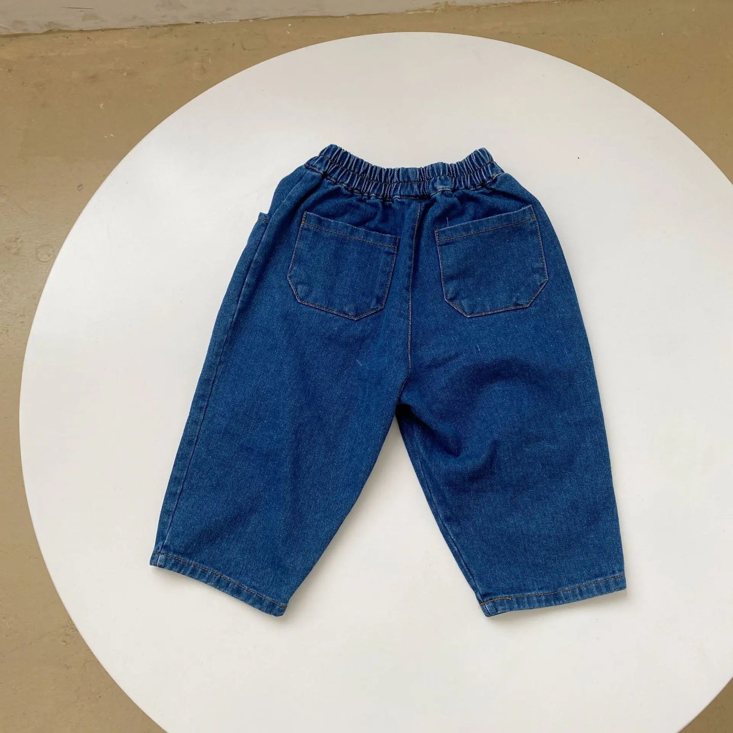デニムパンツ Blue / 90cm キッズパンツ デニムパンツ 膝パッチ レトロ ジーンズ ジーパン【mh0006543】