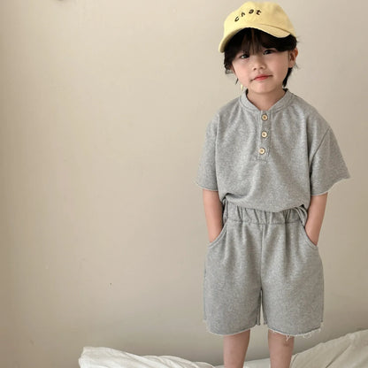 半袖セットアップ boy set / 12M  80CM キッズセットアップ 2点セット ボーイズ半袖Tシャツ+ショートパンツ/ガールズフリルタンクトップ+ショートパンツ スウェット リンクコーデ 兄弟姉妹 お揃いコーデ【mh0005037】