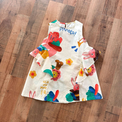 ノースリーブワンピース Bunny + Bag / 80cm カラフルプリントノースリーブワンピース【mh0010182】