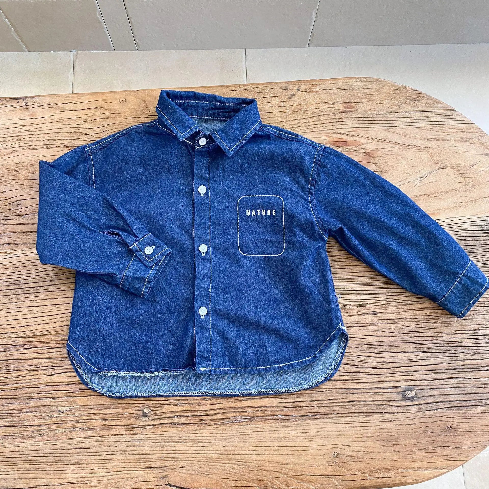 長袖ワンピース coat / 12M  80CM キッズトップス/ワンピース デニム 長袖シャツ/長袖セーラーカラーワンピース リンクコーデ 兄弟姉妹 お揃いコーデ【mh0006425】