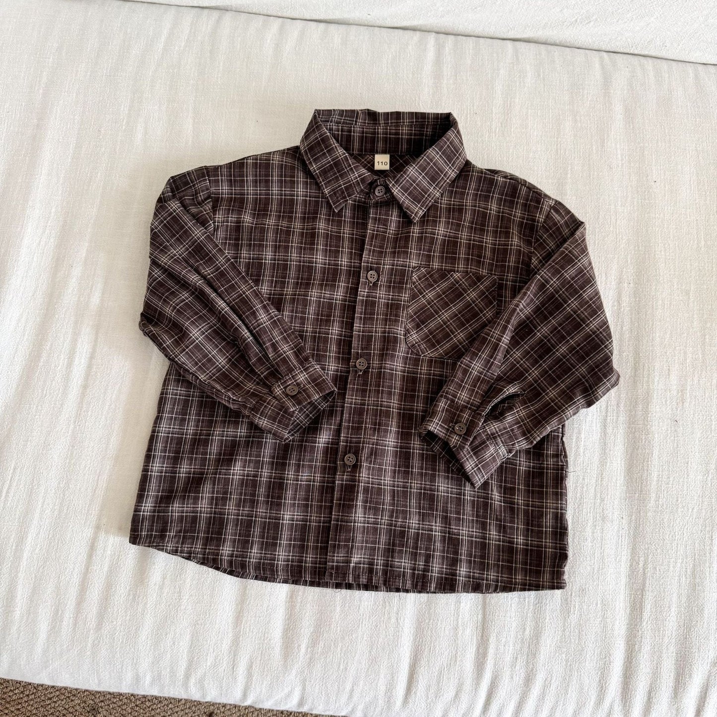 長袖シャツ・ブラウス Coffee / 80cm レトロチェック長袖シャツ【mh0010478】