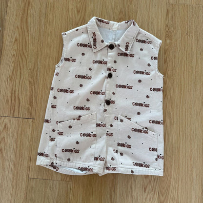 半袖ジャンプスーツ cookies / 80cm ドッグ犬/クッキー刺繍プリント半袖ジャンプスーツ【mh0010179】