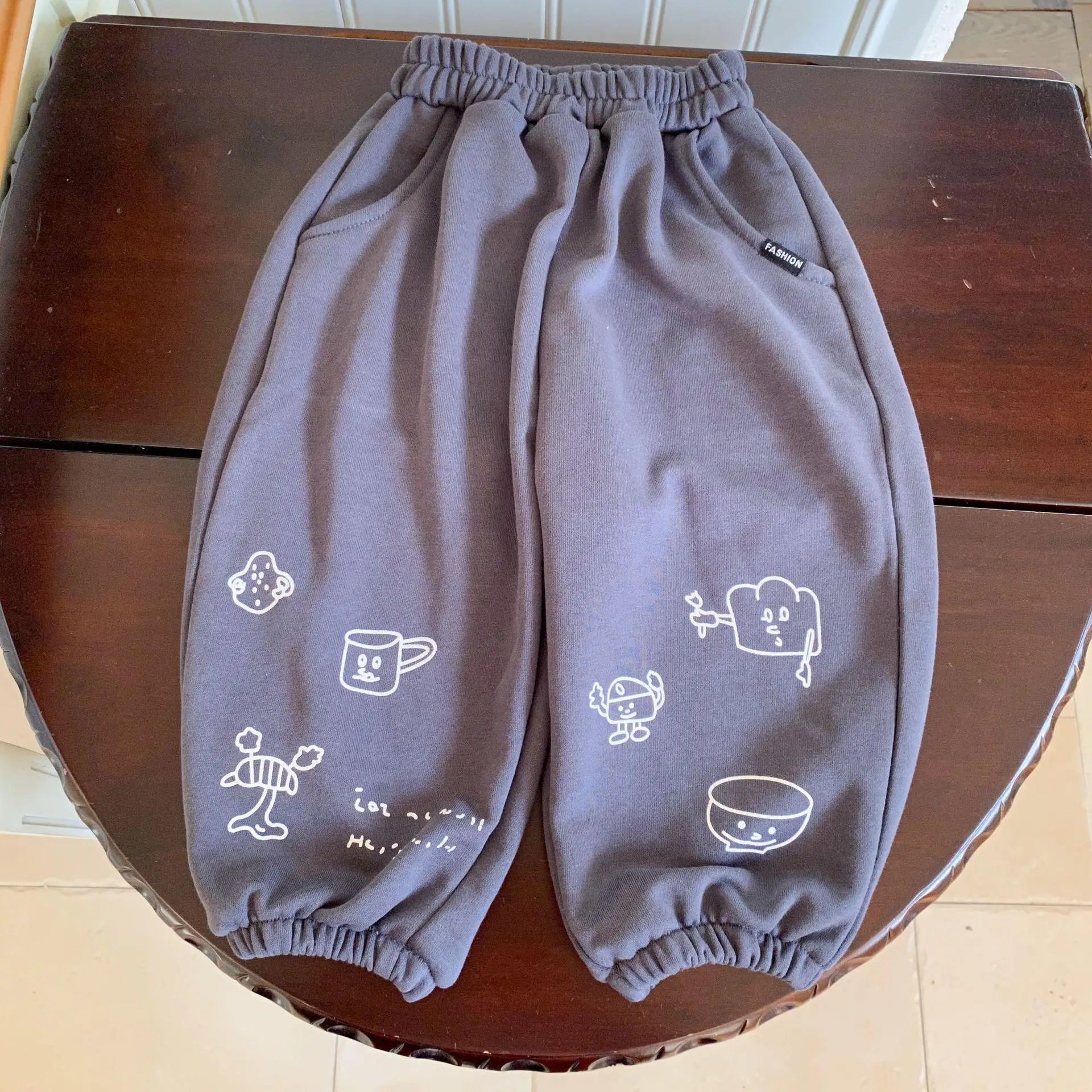 ロングパンツ・スウェットパンツ Dark Gray / 12M  80CM キッズパンツ スウェットパンツ お絵描きプリント 2カラー【mh0006424】