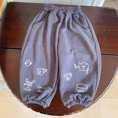 ロングパンツ・スウェットパンツ Dark Gray / 12M  80CM キッズパンツ スウェットパンツ お絵描きプリント 2カラー【mh0006424】