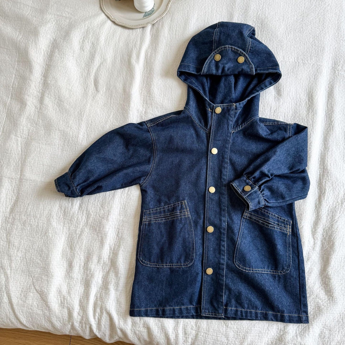 ロングコート Denim Blue / 80cm デニムフーディアウタージャケットコート【mh0010484】