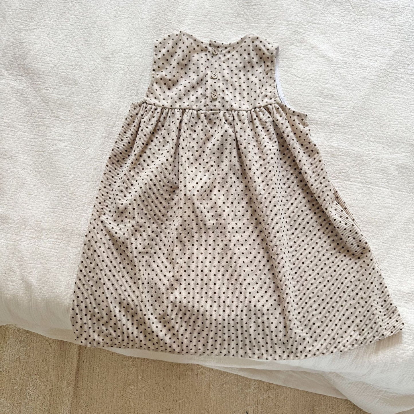 長袖セットアップ Dot / 80cm 水玉ドットノースリーブワンピース/ショルダーフリル長袖カットソーTシャツ【mh0010481】