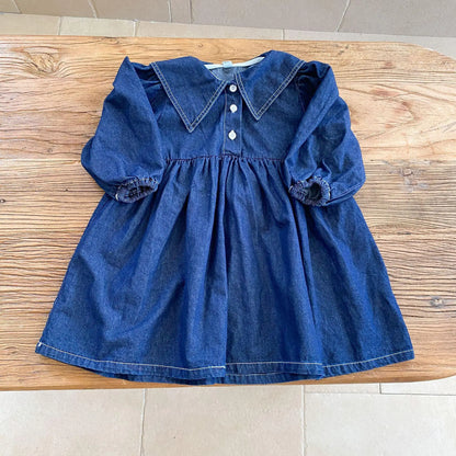 長袖ワンピース dress / 12M  80CM キッズトップス/ワンピース デニム 長袖シャツ/長袖セーラーカラーワンピース リンクコーデ 兄弟姉妹 お揃いコーデ【mh0006425】