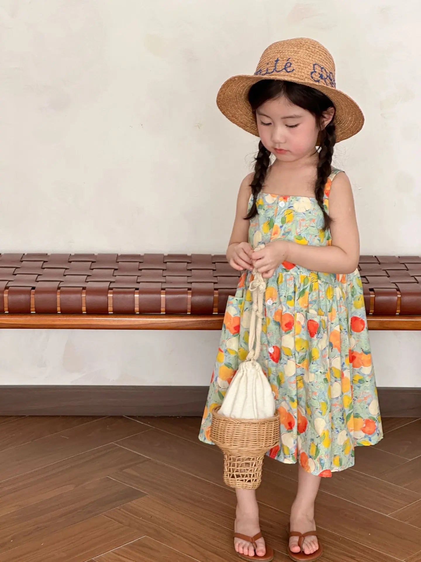 半袖セットアップ dress / 18M (80) キッズワンピース/セットアップ 2点セット フルーツプリントキャミソールワンピース/半袖シャツ+ショートパンツ リンクコーデ 兄弟姉妹 お揃いコーデ【mh0008878】