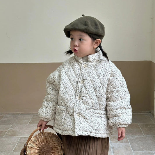 ショートコート・ジャケット・ジャンパー Floral / 80cm キッズアウター キルティングジャケット コート フラワー 小花柄プリント ガールズ 女の子 子供服【mh0003173】