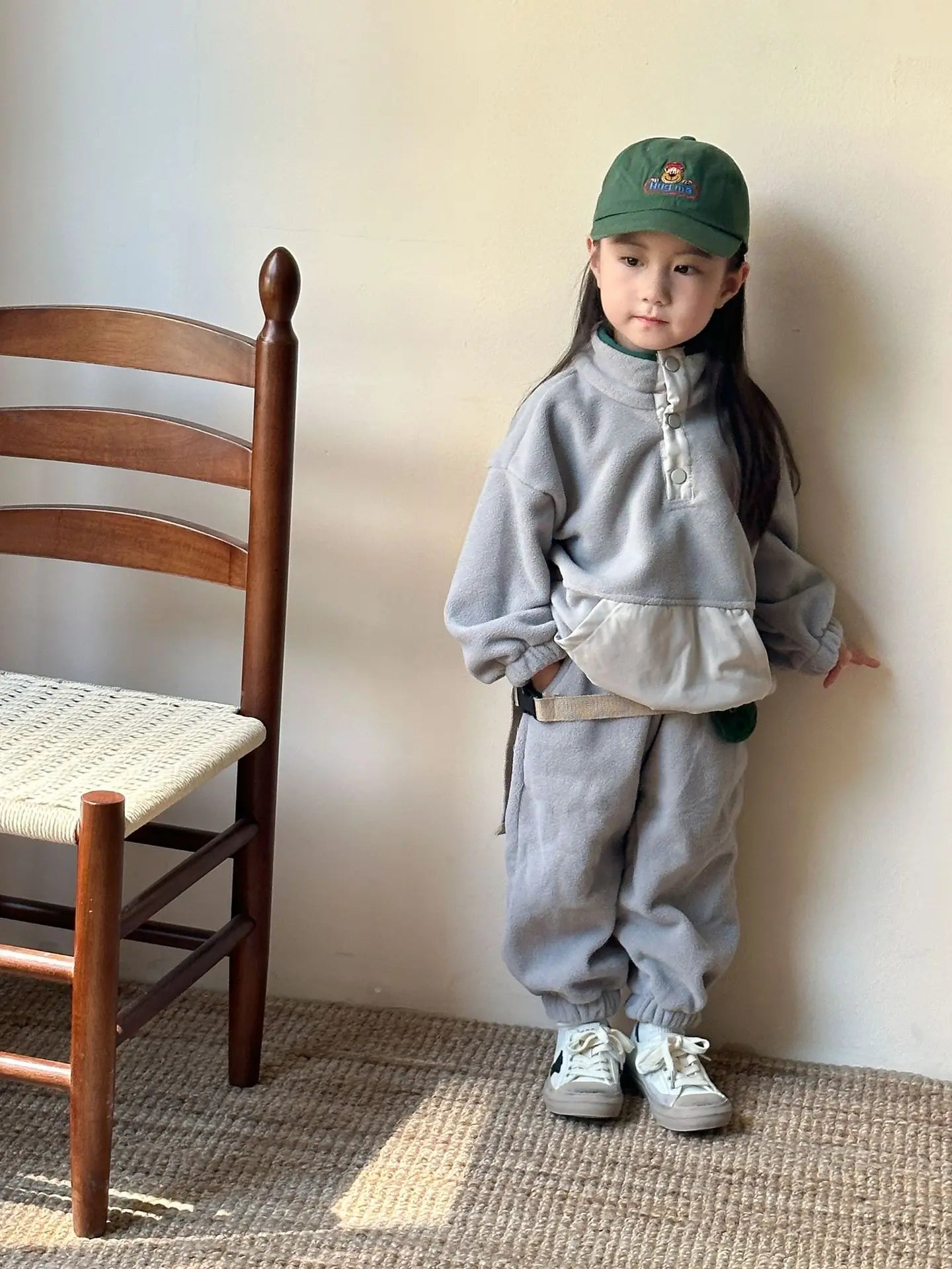 長袖セットアップ Gray / 12M  80CM キッズセットアップ 2点セット フリース長袖プルオーバー+ロングパンツ【mh0007805】