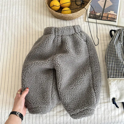 ロングパンツ・スウェットパンツ Gray / 12M  80CM キッズパンツ シンプルベーシック防寒ボアフリースロングパンツ【mh0007767】