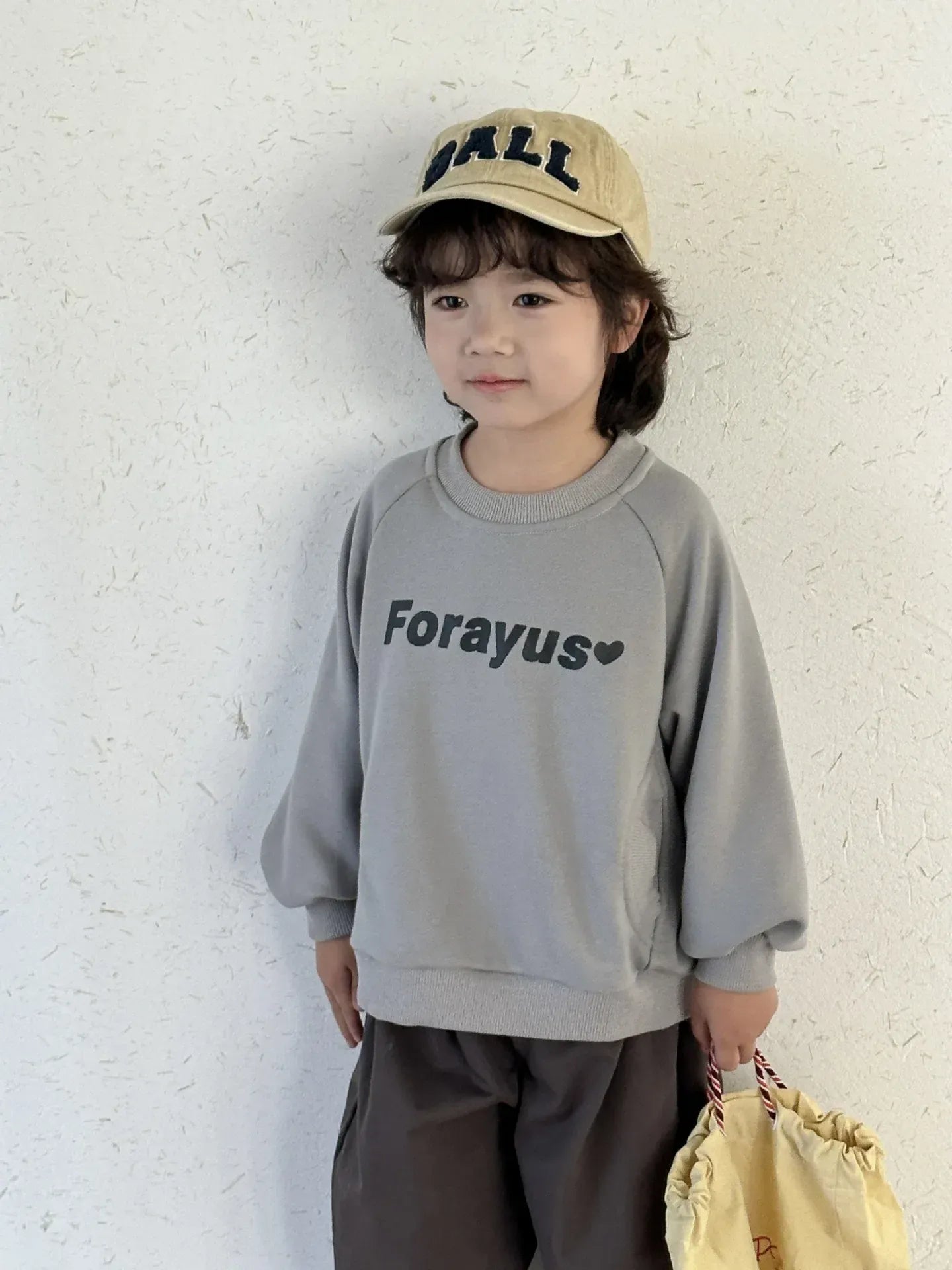 トレーナー・フーディ Gray / 80cm 12M キッズトップス レターロゴハートプリント長袖スウェットシャツ【mh0008822】