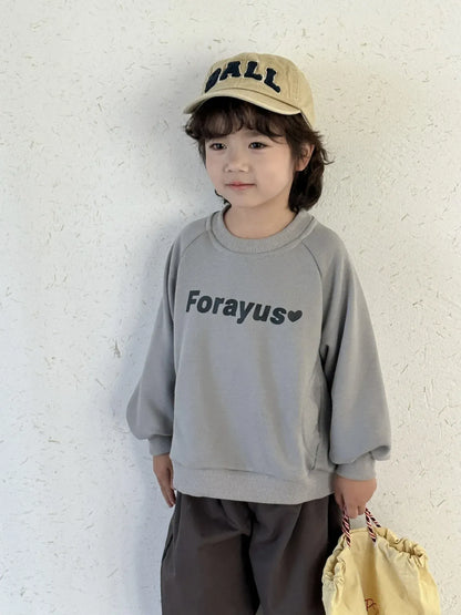 トレーナー・フーディ Gray / 80cm 12M キッズトップス レターロゴハートプリント長袖スウェットシャツ【mh0008822】