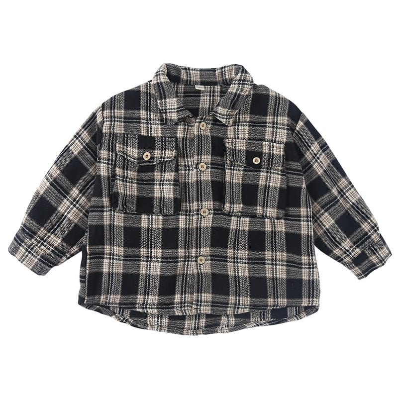 長袖シャツ・ブラウス Gray / 80cm レトロチェック長袖オーバーシャツ【mh0010482】