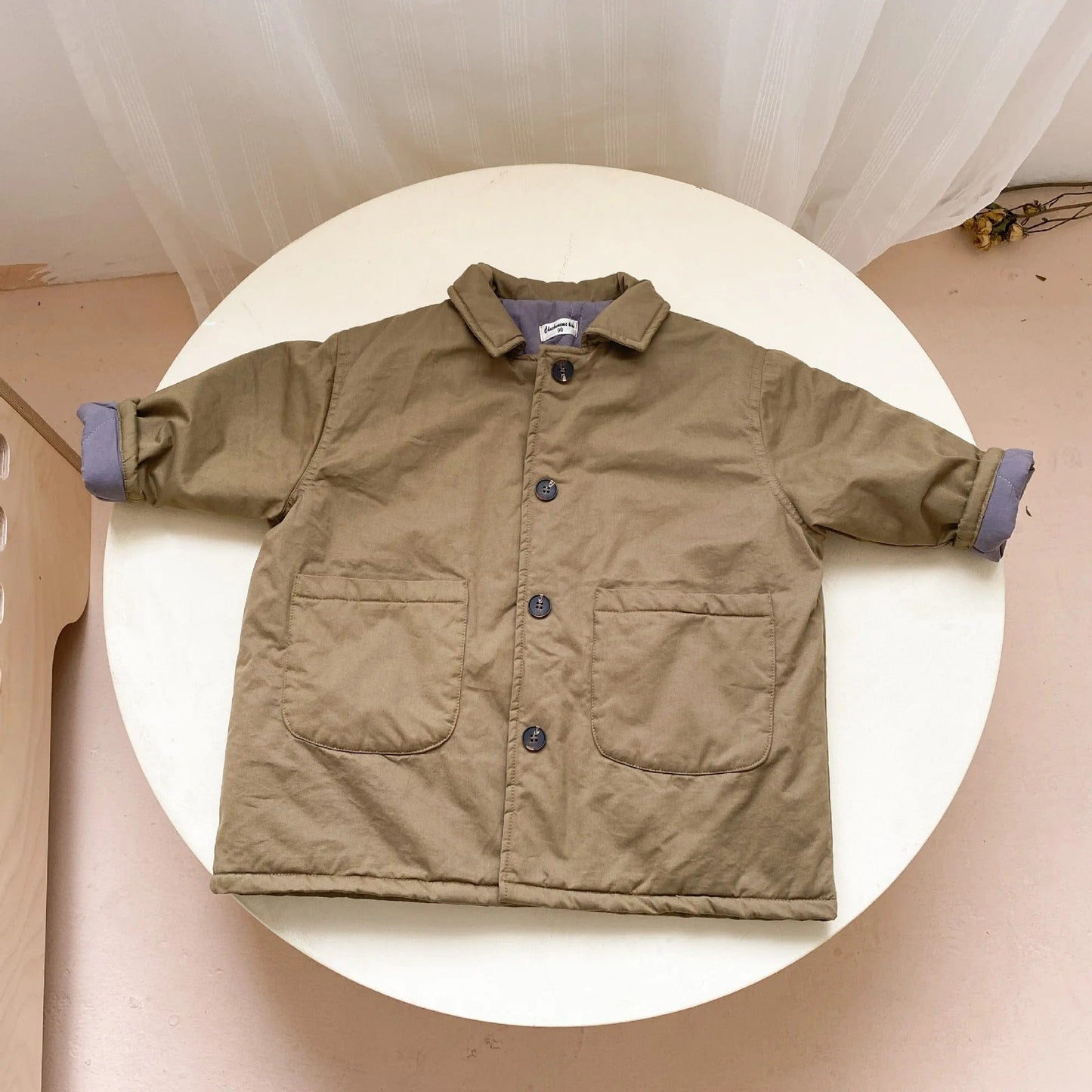 ロングコート Khaki / 12M 80cm キッズ 裏キルティング ロング コート【mh0000308】