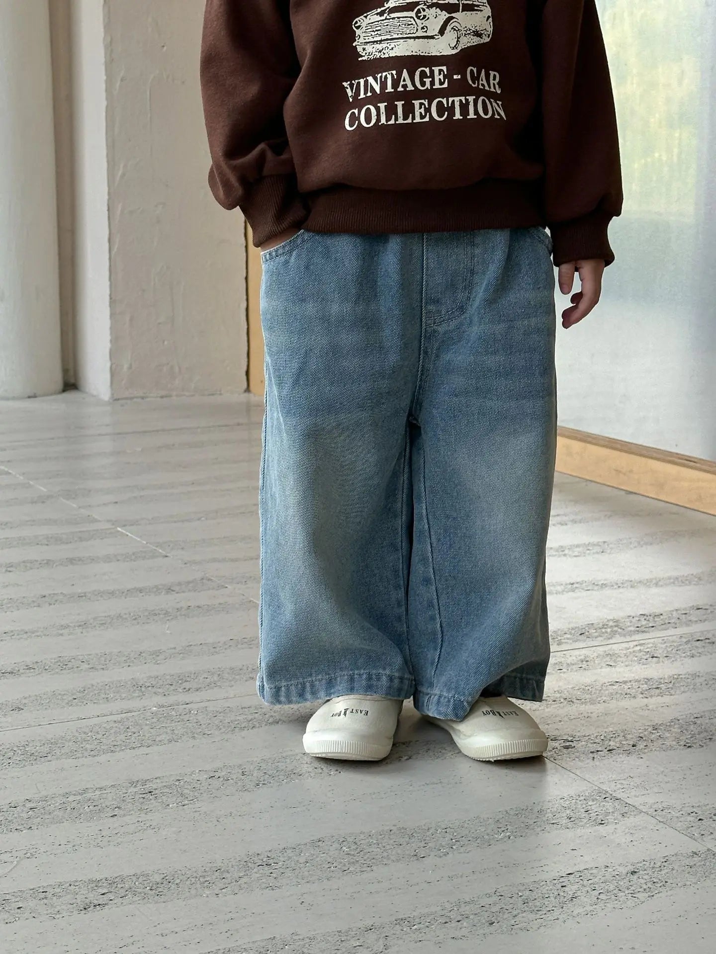 デニムパンツ Light Blue / 12M  80CM キッズパンツ デニムルーズワイドロングパンツ シンプルベーシックジーンズ 2カラー【mh0006706】