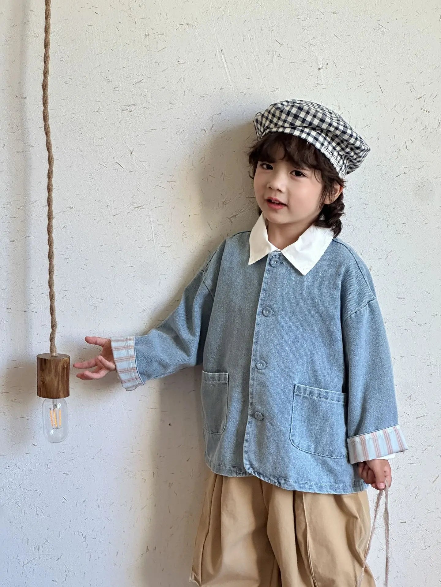 ショートコート・ジャケット・ジャンパー Light Blue / 80cm 12M キッズアウター デニムノーカラージャケット【mh0008830】