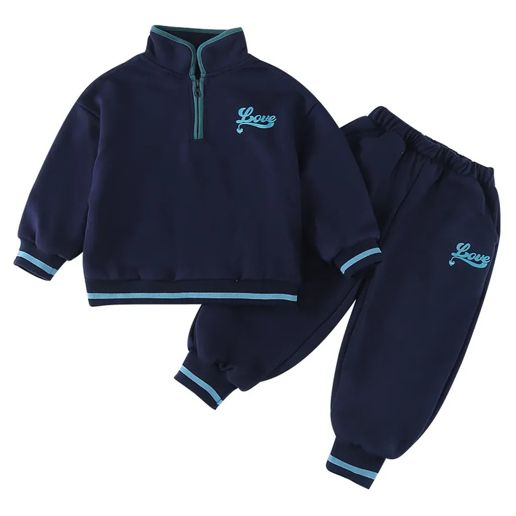 長袖セットアップ LOVE刺繍ハーフジップスウェットセットアップ 2点セット【mh0011251】