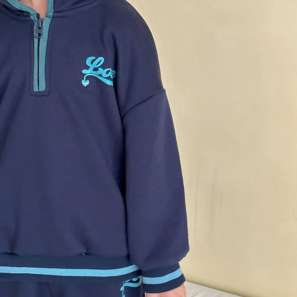 長袖セットアップ LOVE刺繍ハーフジップスウェットセットアップ 2点セット【mh0011251】