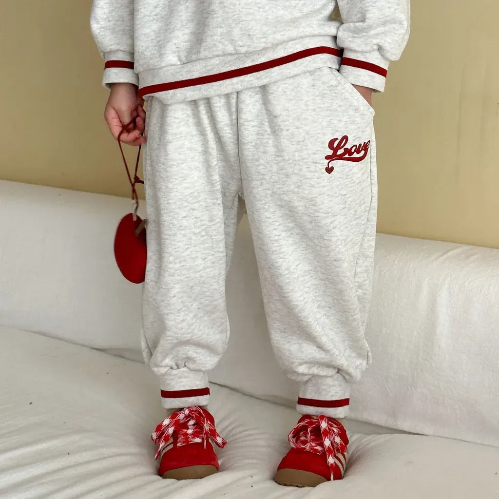 長袖セットアップ LOVE刺繍ハーフジップスウェットセットアップ 2点セット【mh0011251】