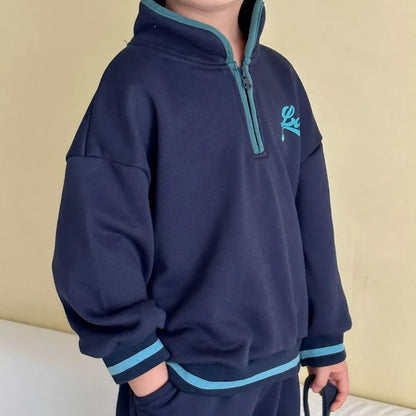 長袖セットアップ LOVE刺繍ハーフジップスウェットセットアップ 2点セット【mh0011251】