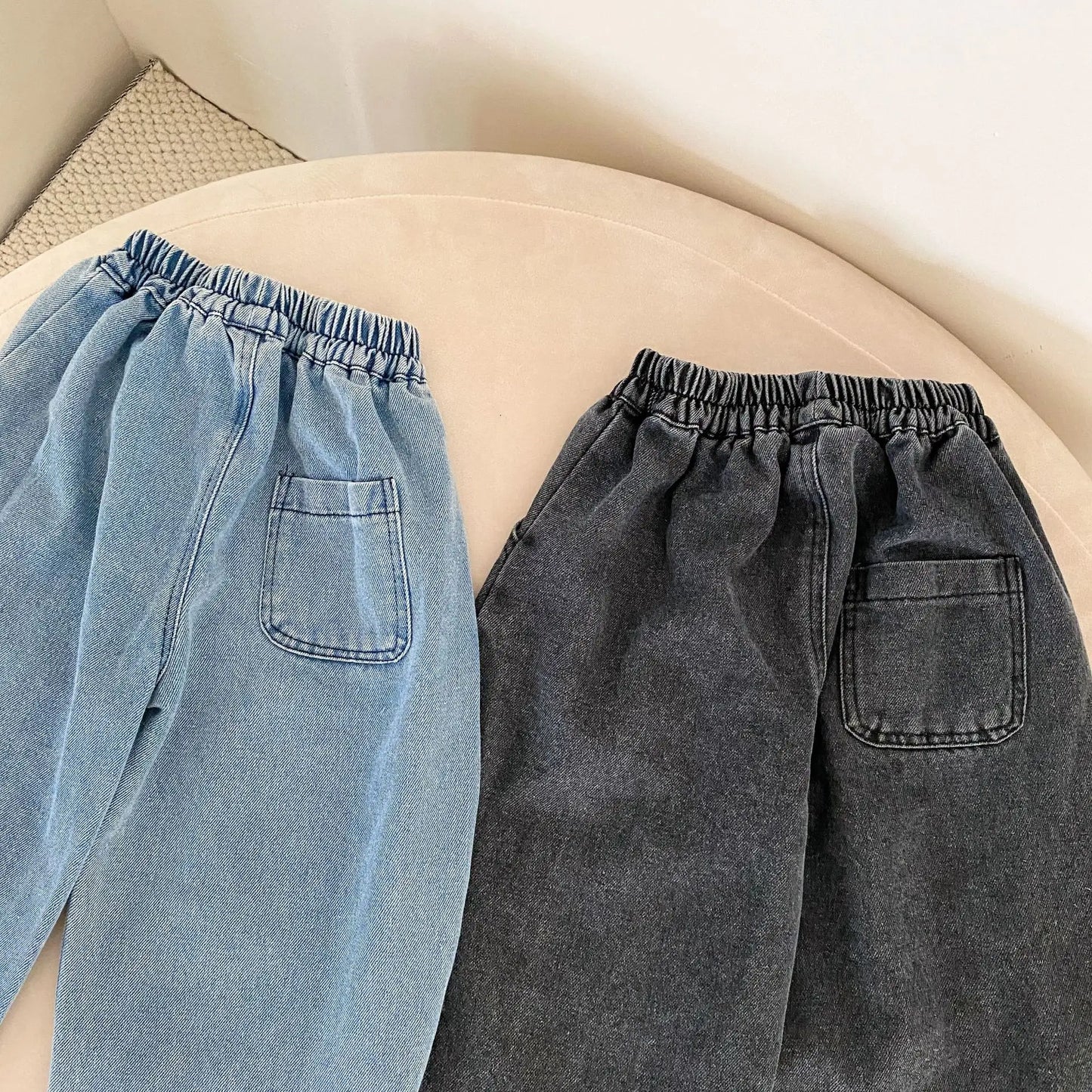 デニムパンツ キッズパンツ タックアクセントルーズデニムパンツジーンズ【mh-0008512】