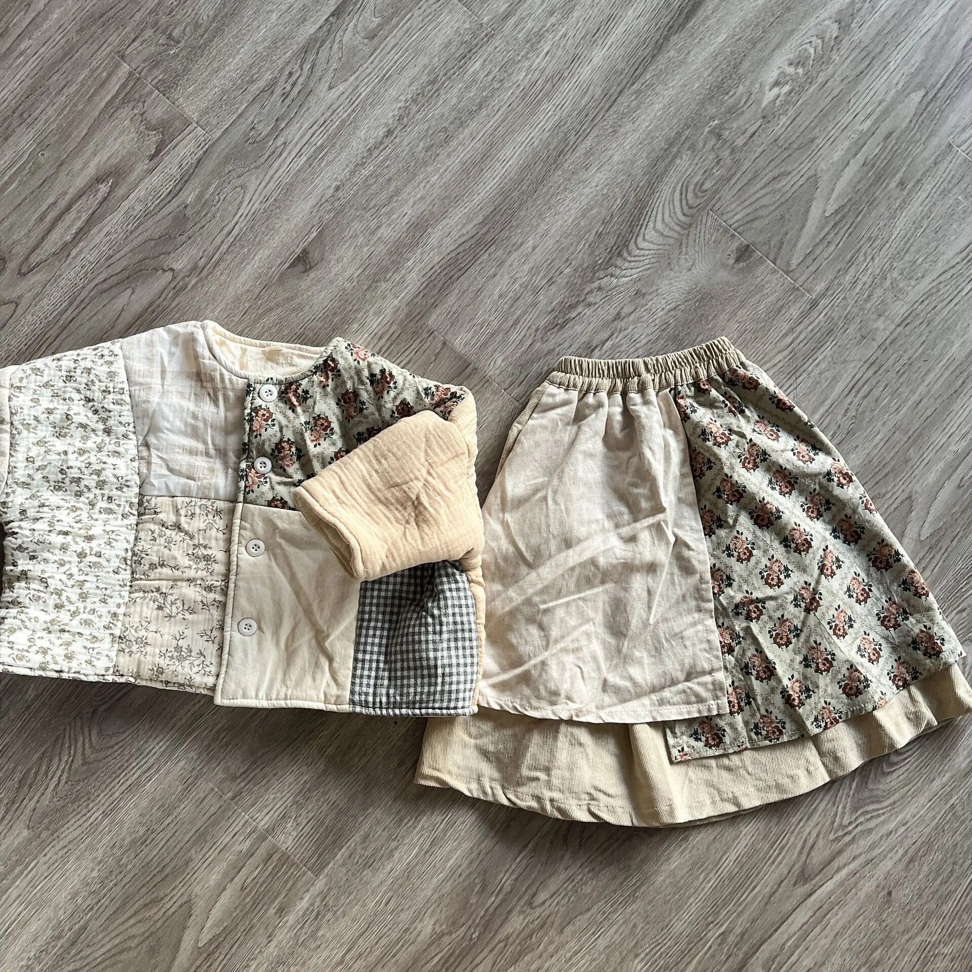 ショートコート・ジャケット・ジャンパー キッズパッチワークジャケット スカート 単品 ガールズ 女の子 子供服【mh0003174】