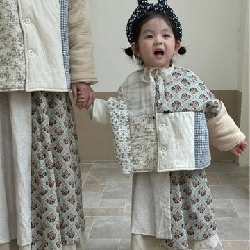 ショートコート・ジャケット・ジャンパー キッズパッチワークジャケット スカート 単品 ガールズ 女の子 子供服【mh0003174】