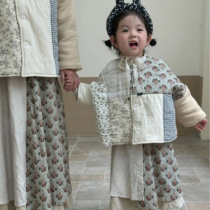 ショートコート・ジャケット・ジャンパー キッズパッチワークジャケット スカート 単品 ガールズ 女の子 子供服【mh0003174】