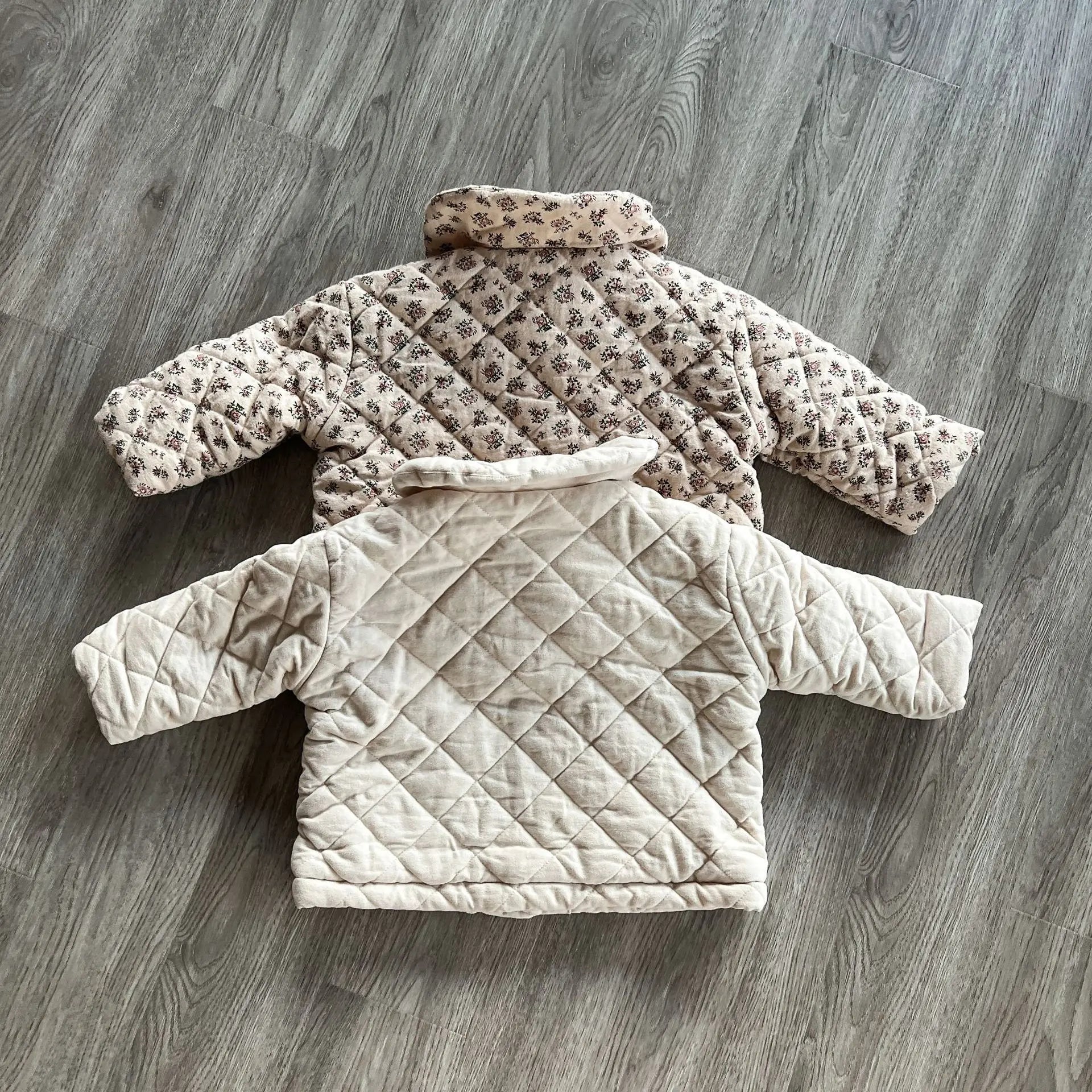 ショートコート・ジャケット・ジャンパー キッズアウター フラワープリント 無地 丸襟コート キルティングジャケット ガールズ 女の子 子供服【mh0003197】