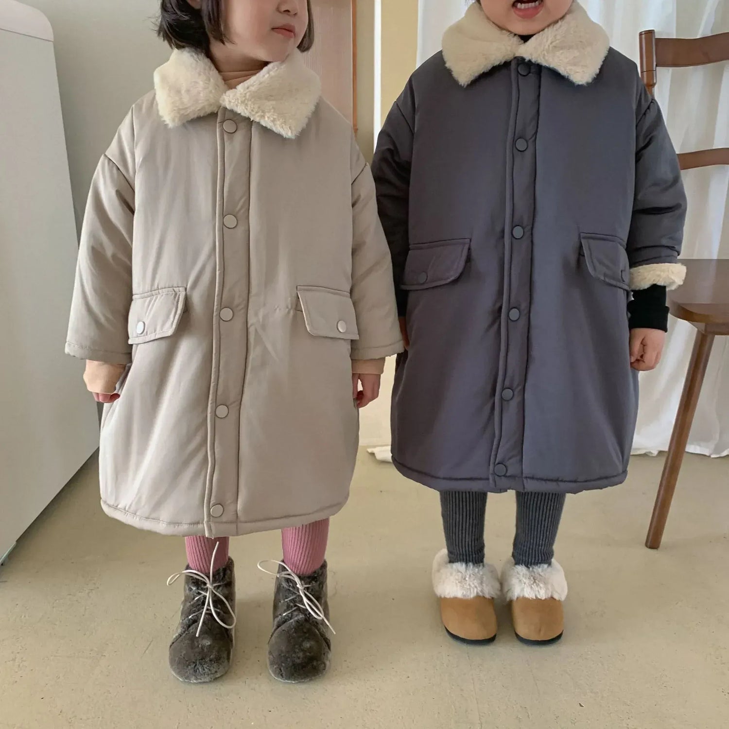 ロングコート キッズアウター フェイクラビットファーコート ロングコート 防寒アウター ユニセックス 男の子 女の子 子供服【mh0003291】