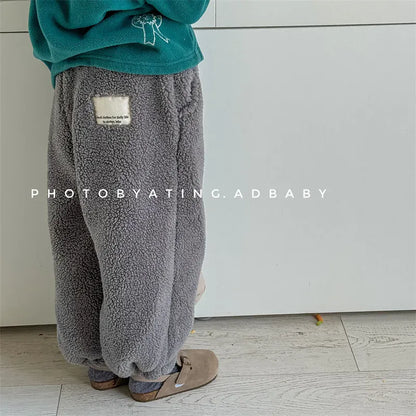 ロングパンツ・スウェットパンツ キッズパンツ シンプルベーシック防寒ボアフリースロングパンツ【mh0007767】