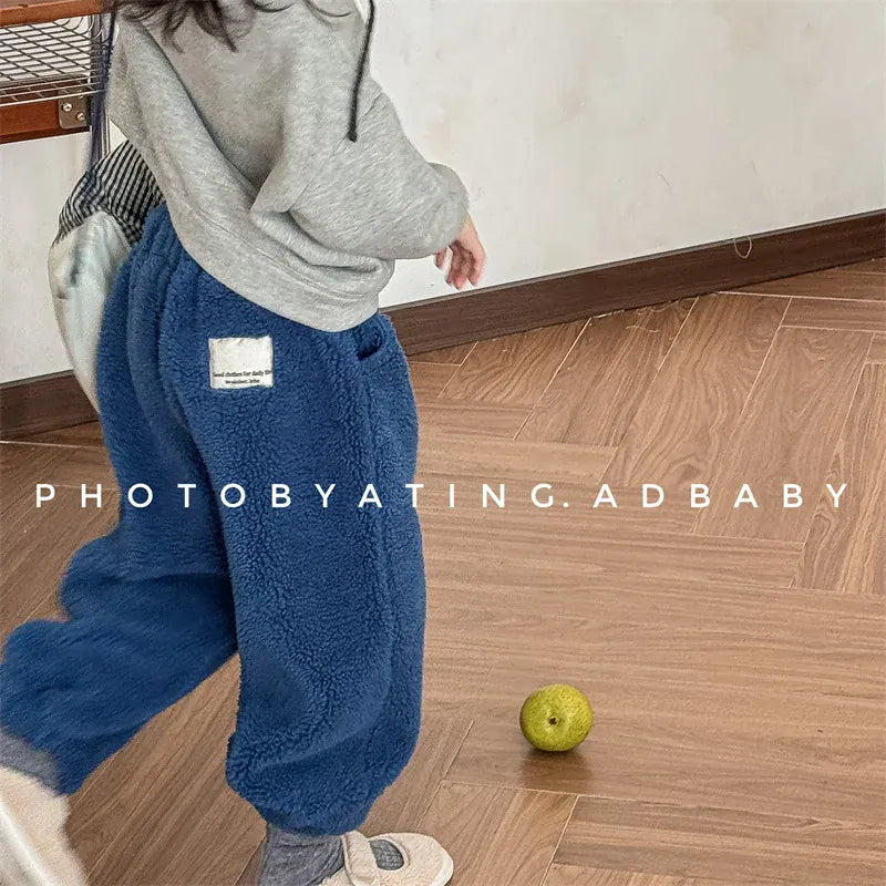 ロングパンツ・スウェットパンツ キッズパンツ シンプルベーシック防寒ボアフリースロングパンツ【mh0007767】