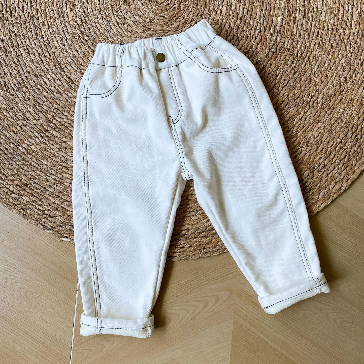 ロングパンツ・スウェットパンツ キッズパンツ 裏フリースシンプルペンシルロングパンツ【mh0007781】