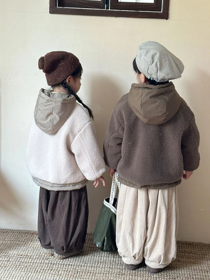 ショートコート・ジャケット・ジャンパー キッズアウター ボアフリースキルティングドッキングフード付きジャケットコート【mh0007782】