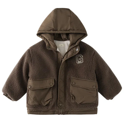 ショートコート・ジャケット・ジャンパー キッズアウター ボアフリースキルティングドッキングフード付きジャケットコート【mh0007782】