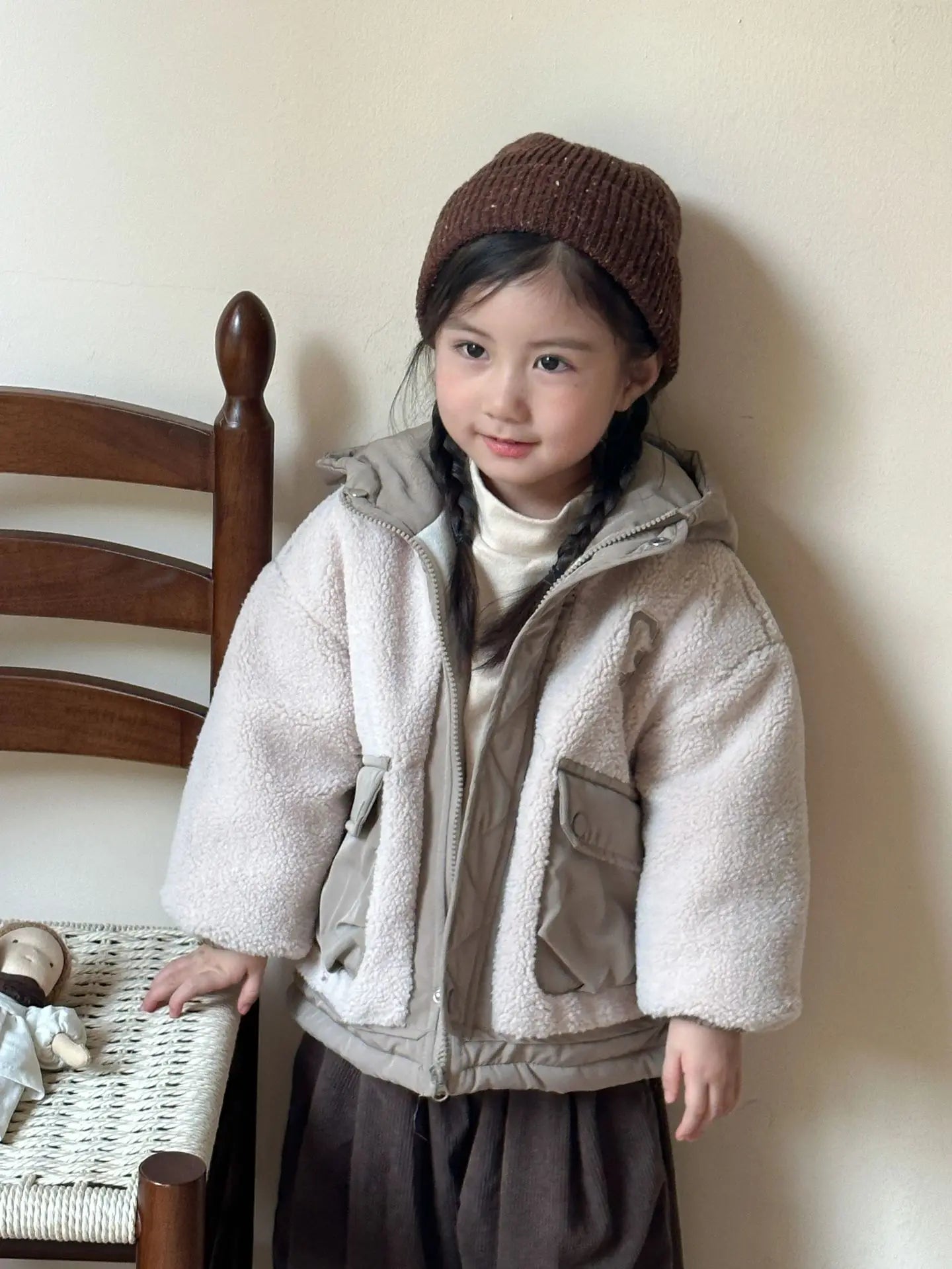 ショートコート・ジャケット・ジャンパー キッズアウター ボアフリースキルティングドッキングフード付きジャケットコート【mh0007782】