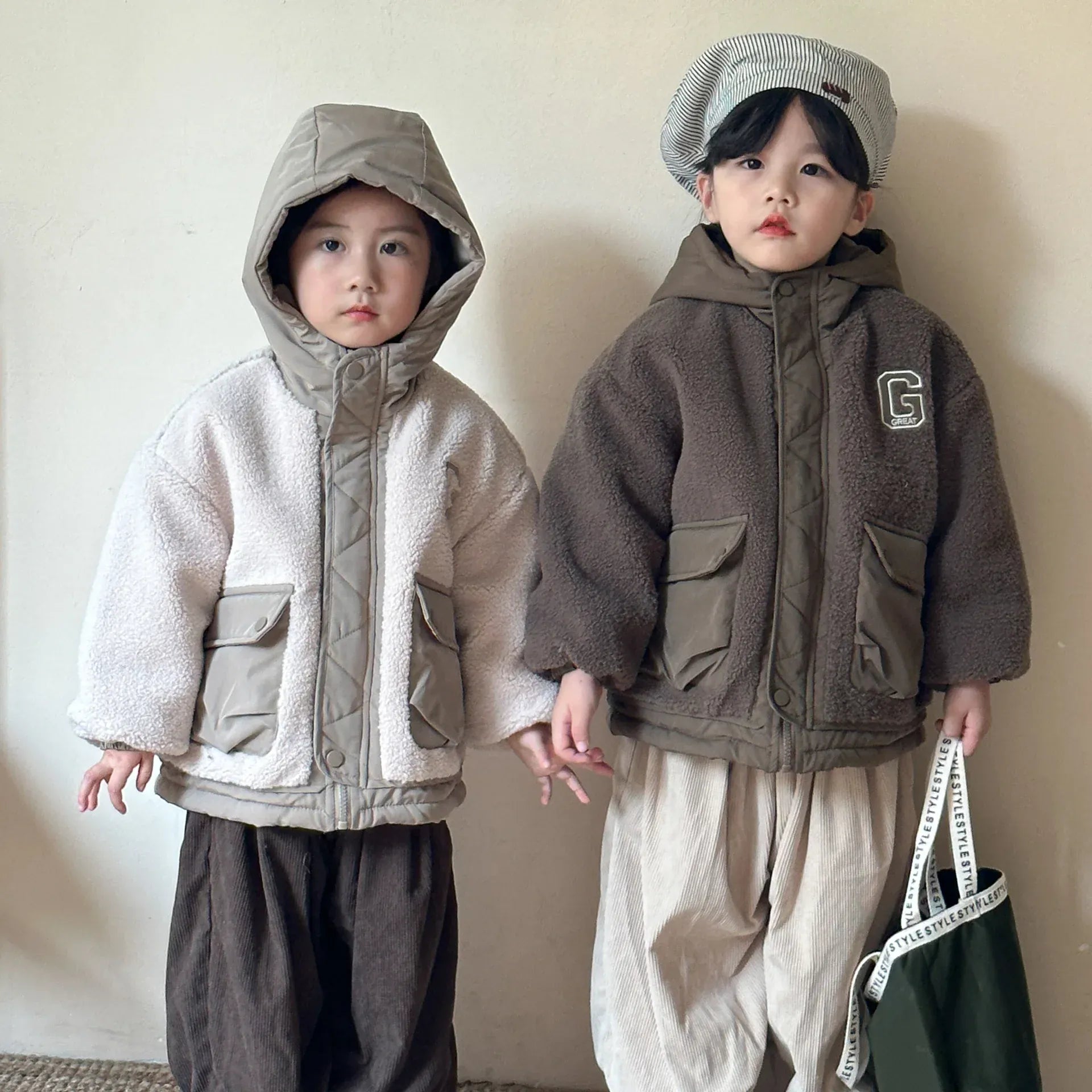 ショートコート・ジャケット・ジャンパー キッズアウター ボアフリースキルティングドッキングフード付きジャケットコート【mh0007782】