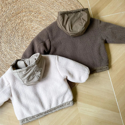 ショートコート・ジャケット・ジャンパー キッズアウター ボアフリースキルティングドッキングフード付きジャケットコート【mh0007782】