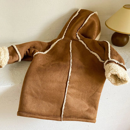 ロングコート キッズアウター 裏ボアフリースフェイクムートンジャケットコート ロング/ショート【mh0007783】