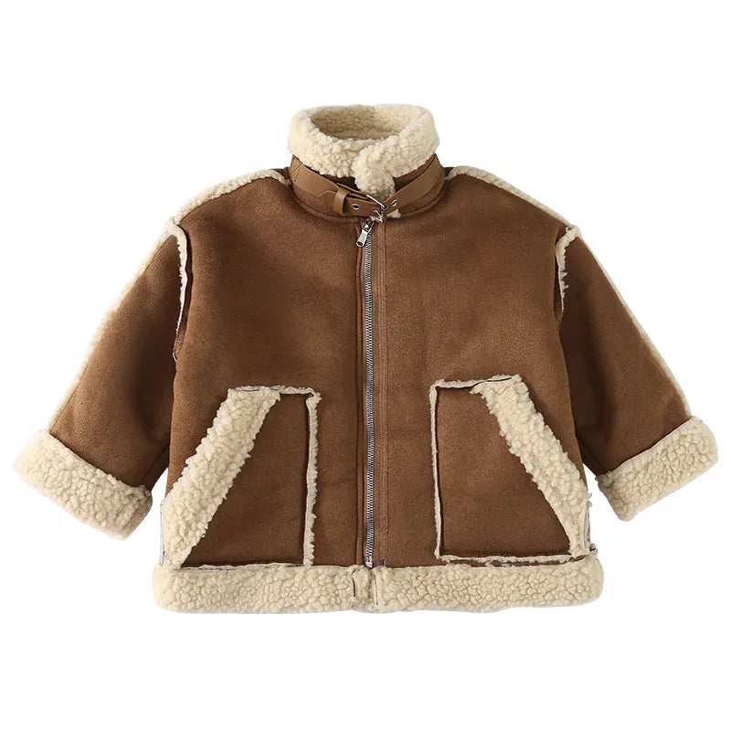 ロングコート キッズアウター 裏ボアフリースフェイクムートンジャケットコート ロング/ショート【mh0007783】